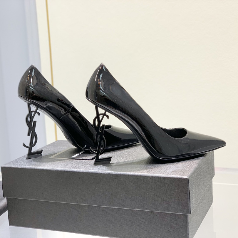 Saint Laurent Logo-heel Leather Pumps - DopestKickz