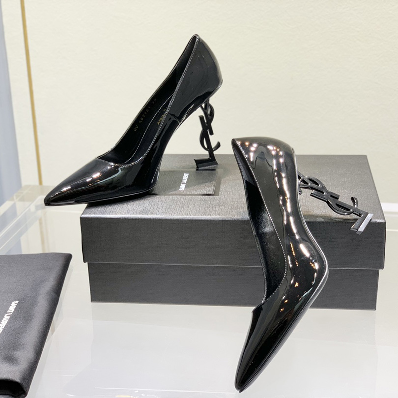 Saint Laurent Logo-heel Leather Pumps - DopestKickz