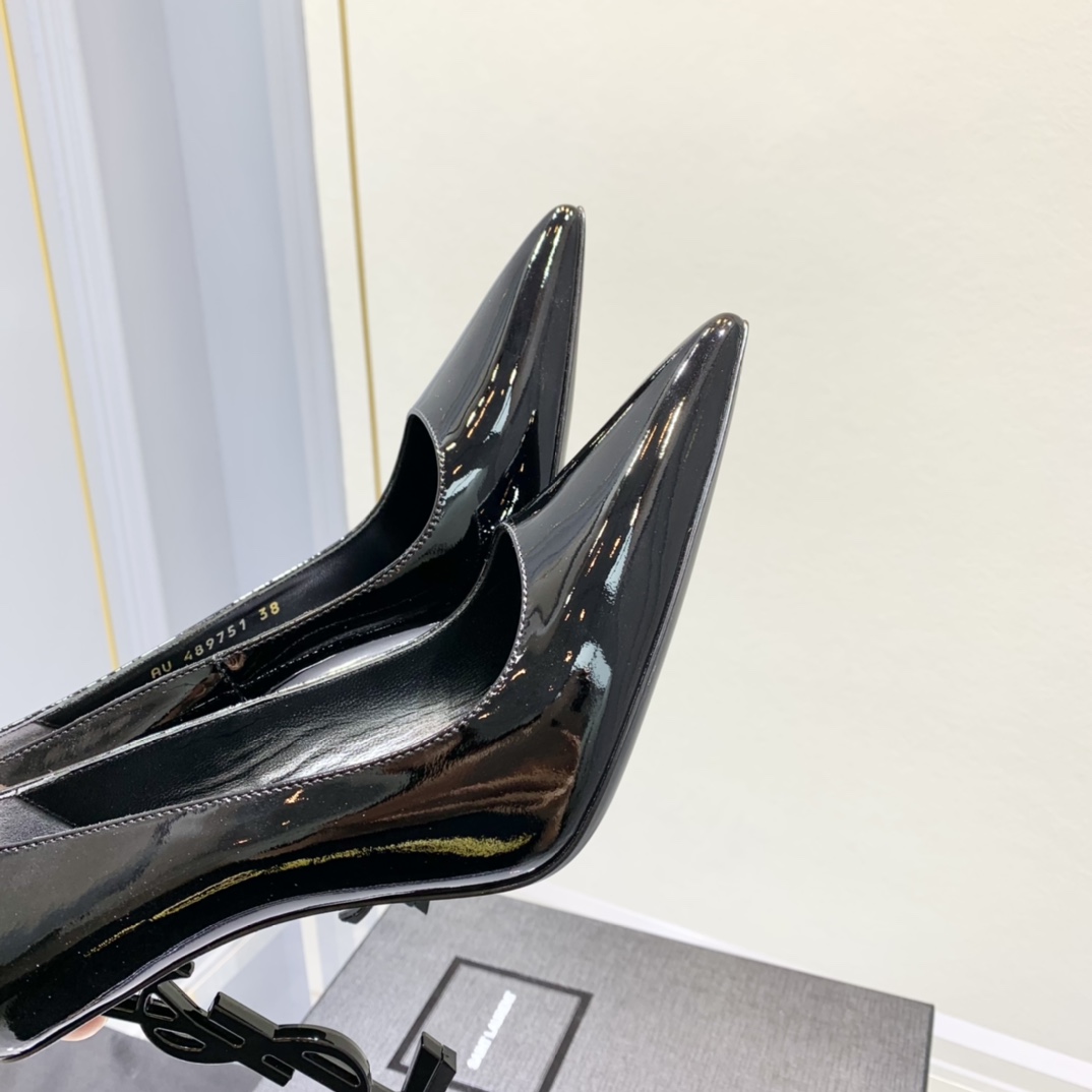 Saint Laurent Logo-heel Leather Pumps - DopestKickz