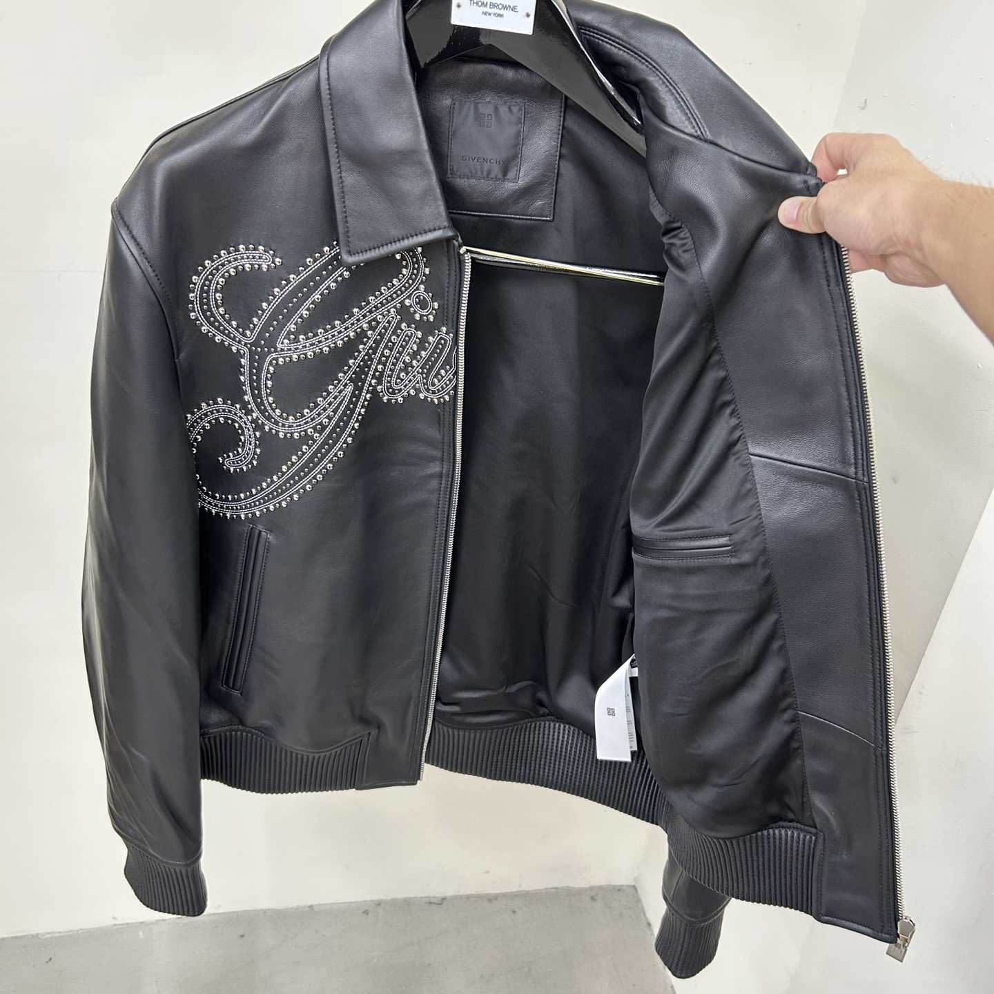 Givenchy Studded-logo Leather Jacket - DopestKickz