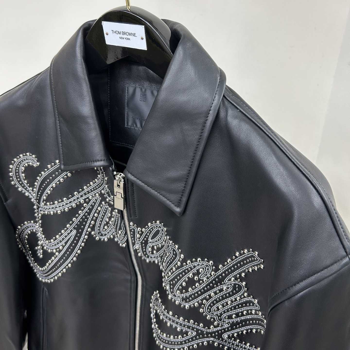 Givenchy Studded-logo Leather Jacket - DopestKickz