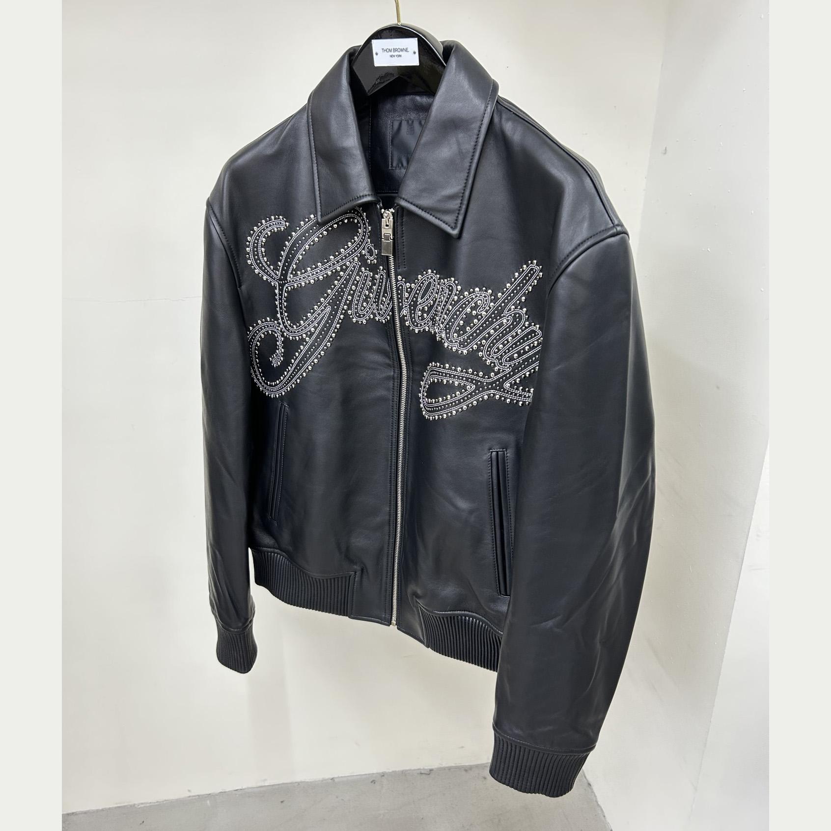 Givenchy Studded-logo Leather Jacket - DopestKickz