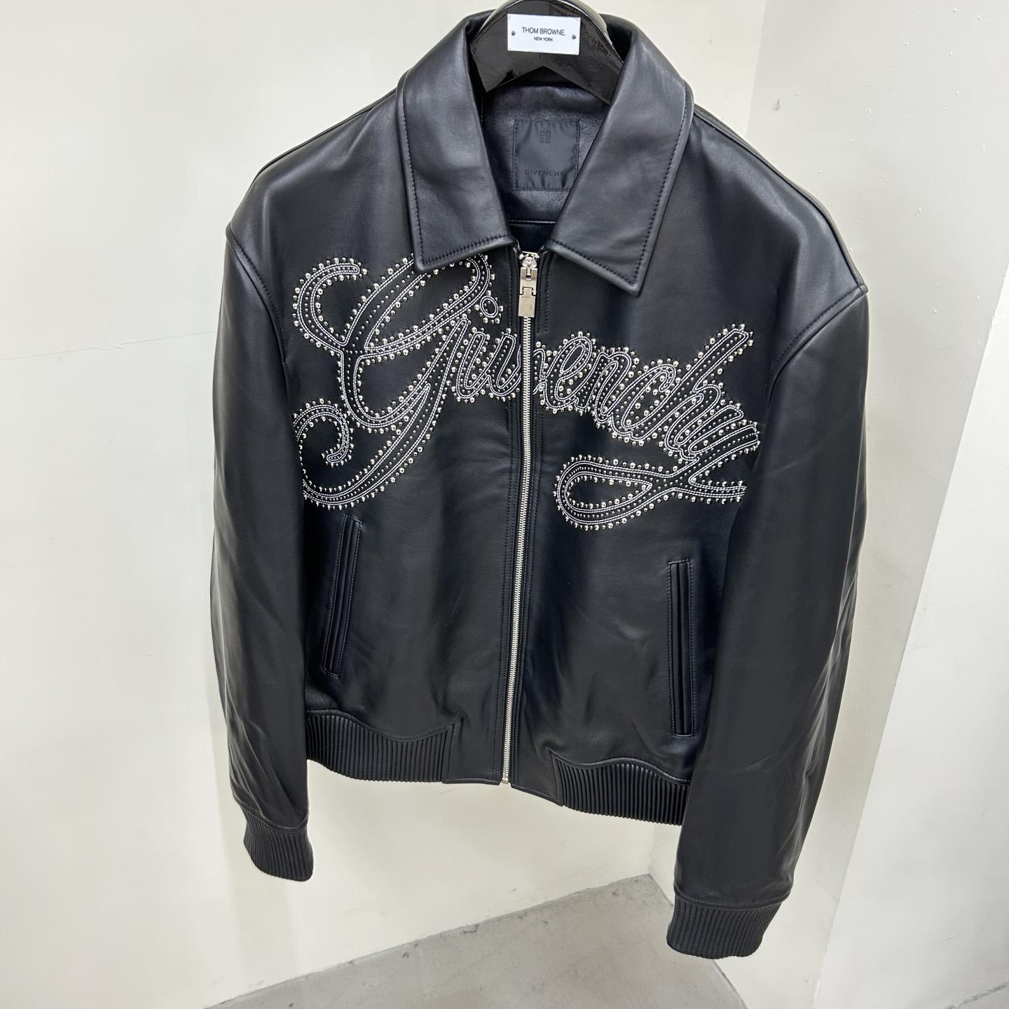 Givenchy Studded-logo Leather Jacket - DopestKickz
