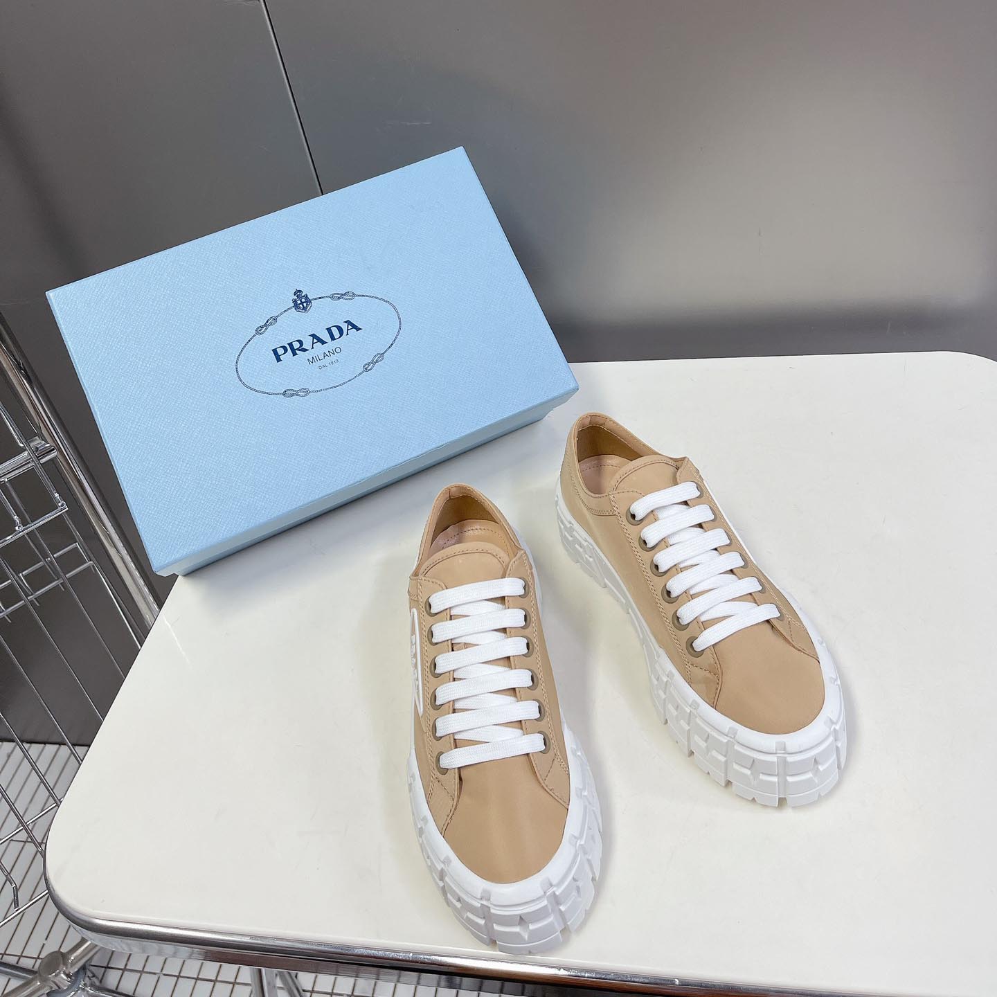 Prada Double Wheel Nylon Gabardine Sneakers - DopestKickz