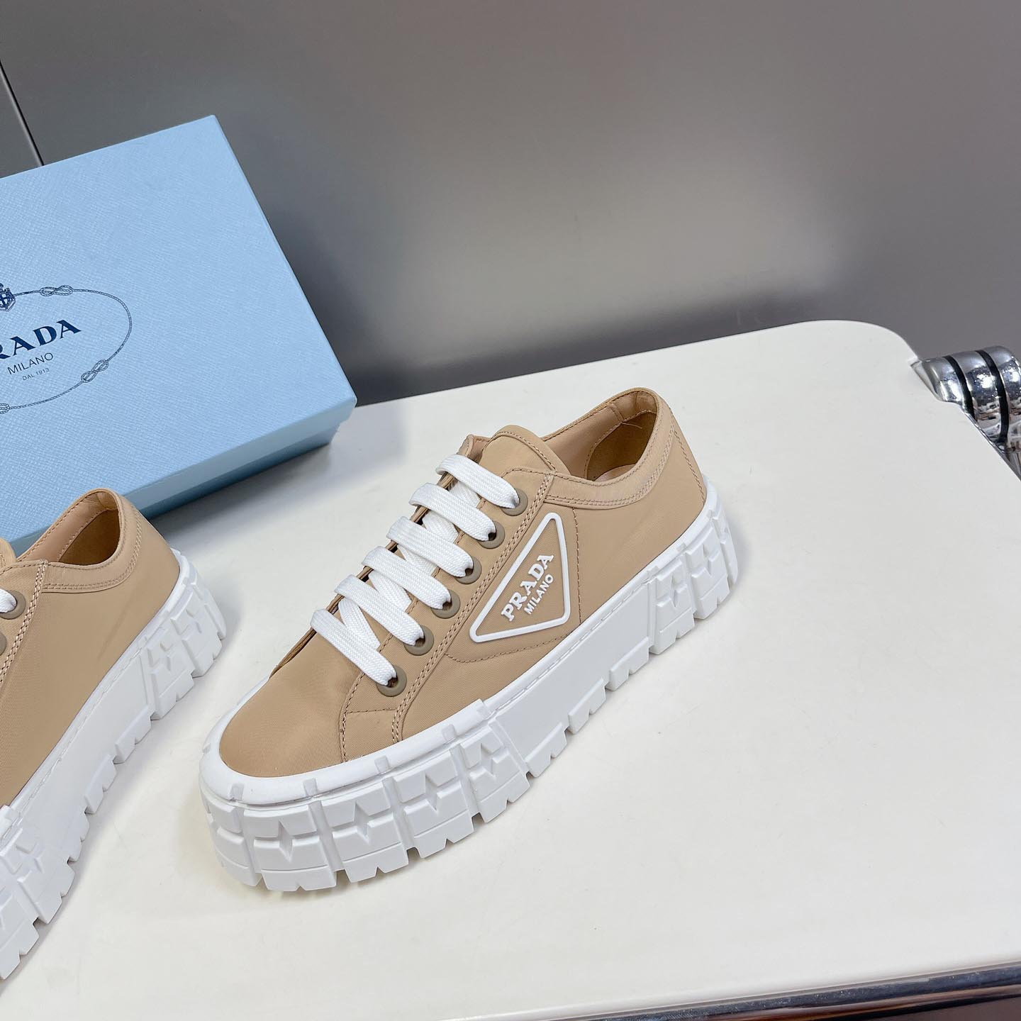 Prada Double Wheel Nylon Gabardine Sneakers - DopestKickz