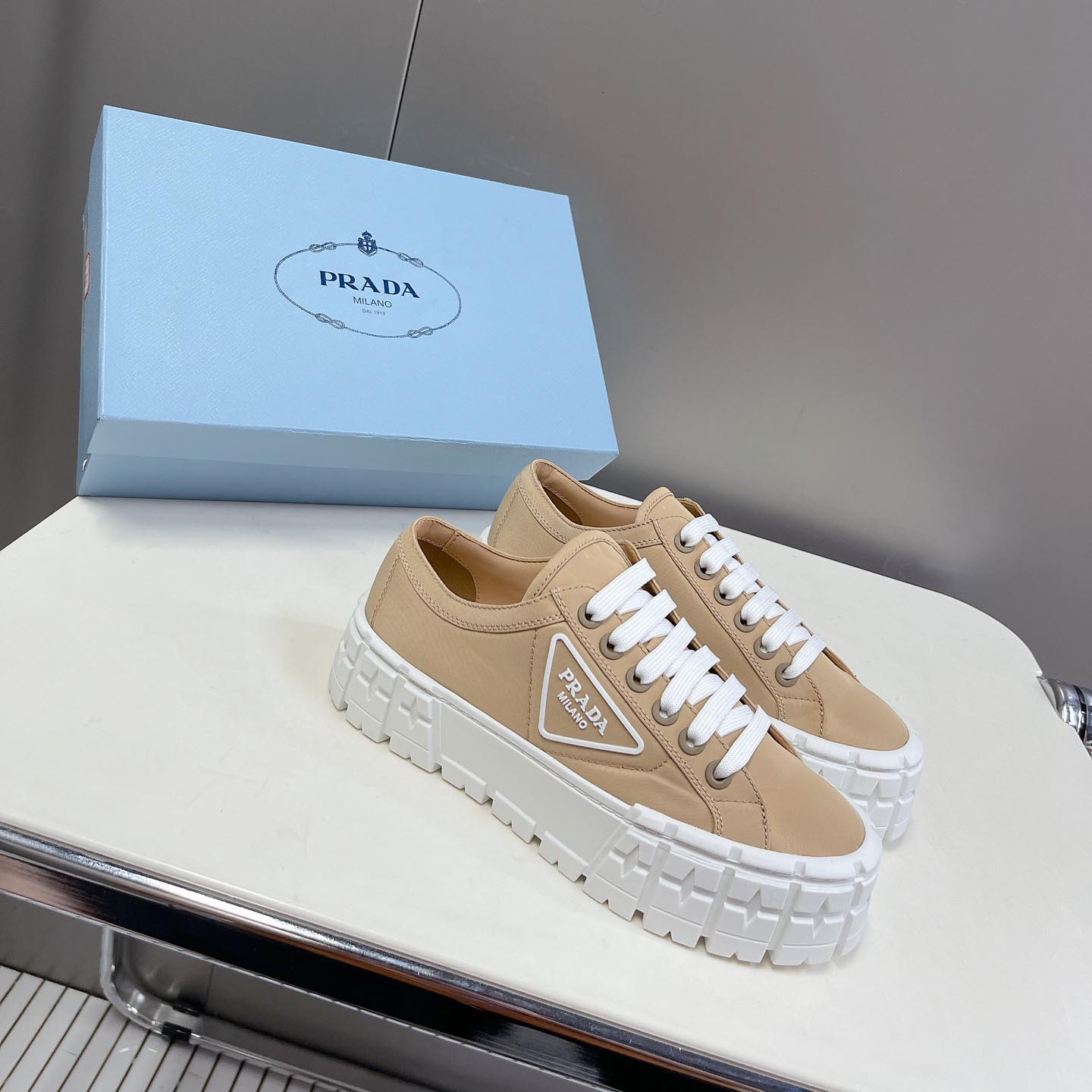 Prada Double Wheel Nylon Gabardine Sneakers - DopestKickz