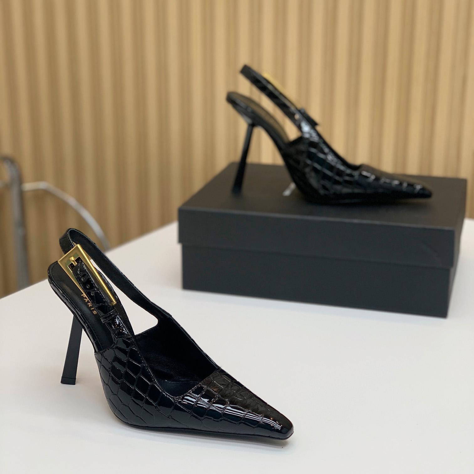 Saint Laurent Leather Slingback Pumps - DopestKickz