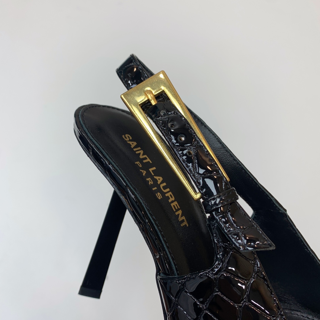 Saint Laurent Leather Slingback Pumps - DopestKickz