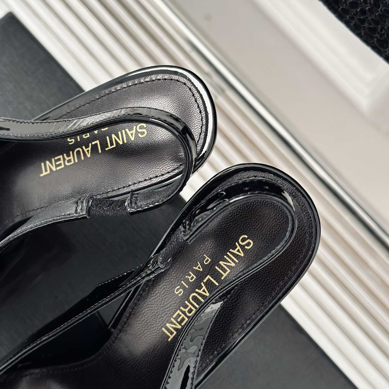 Saint Laurent Avenue Slingback Pumps In Patent Leather - DopestKickz