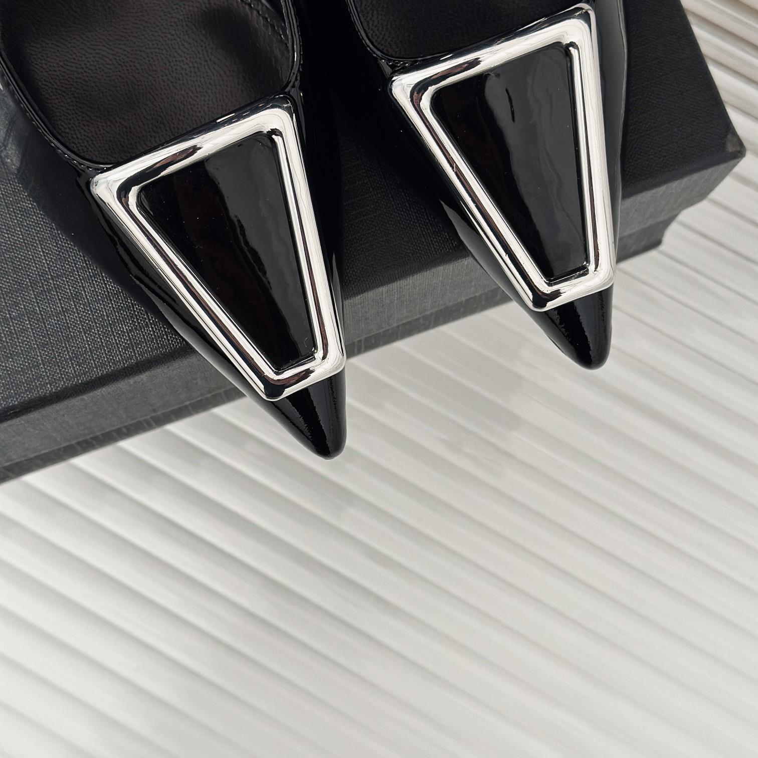 Saint Laurent Avenue Slingback Pumps In Patent Leather - DopestKickz