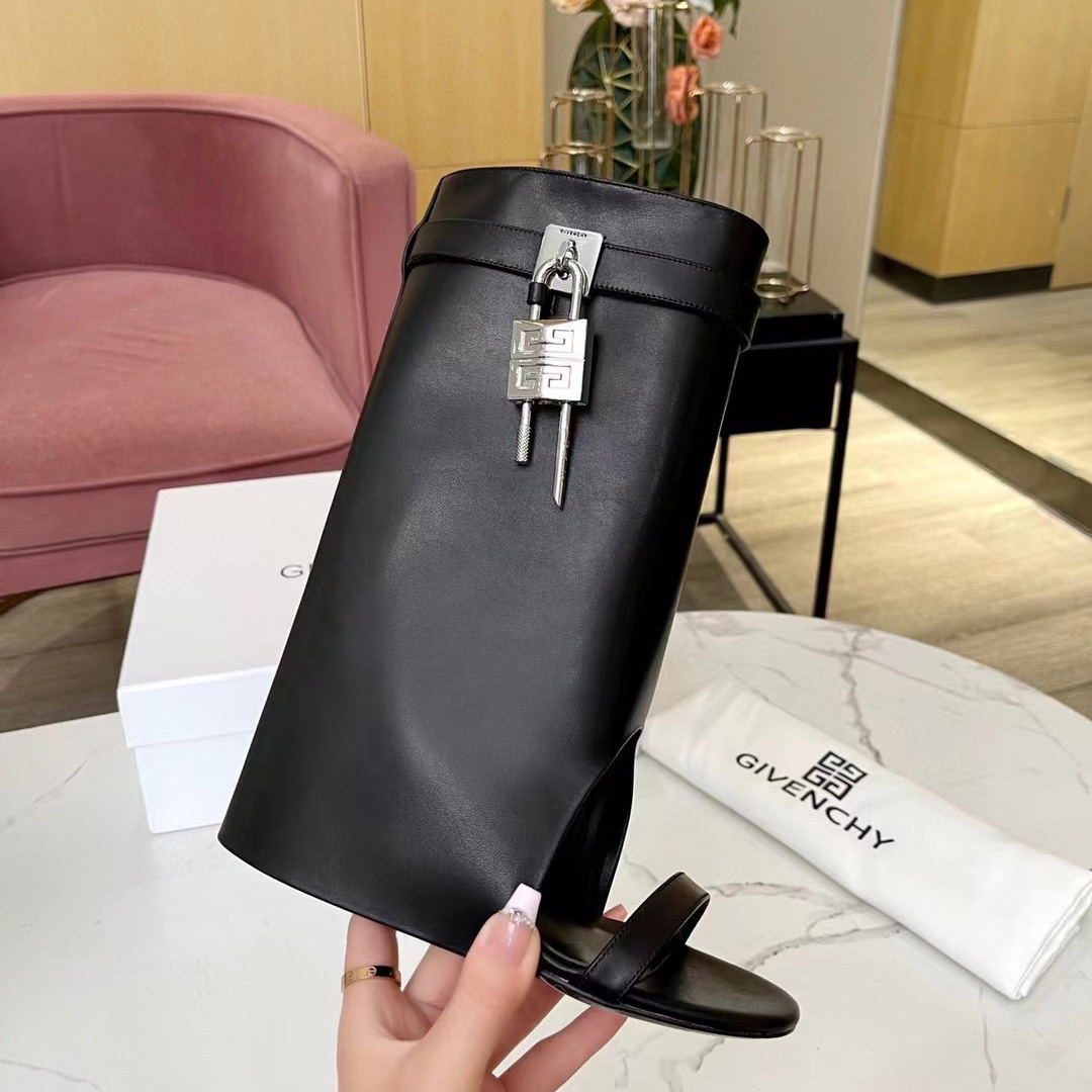 Givenchy Shark Lock Sandals In Leather - DopestKickz