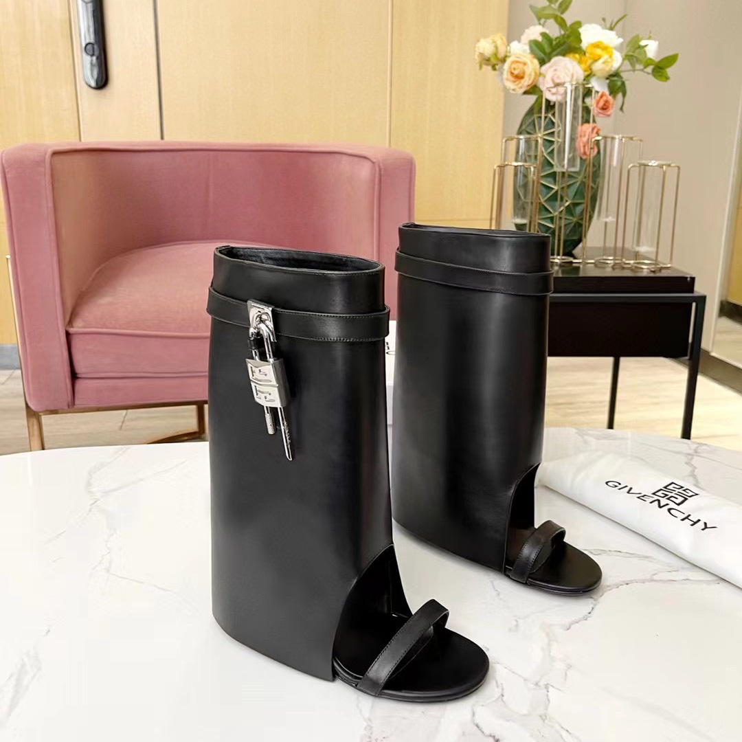 Givenchy Shark Lock Sandals In Leather - DopestKickz