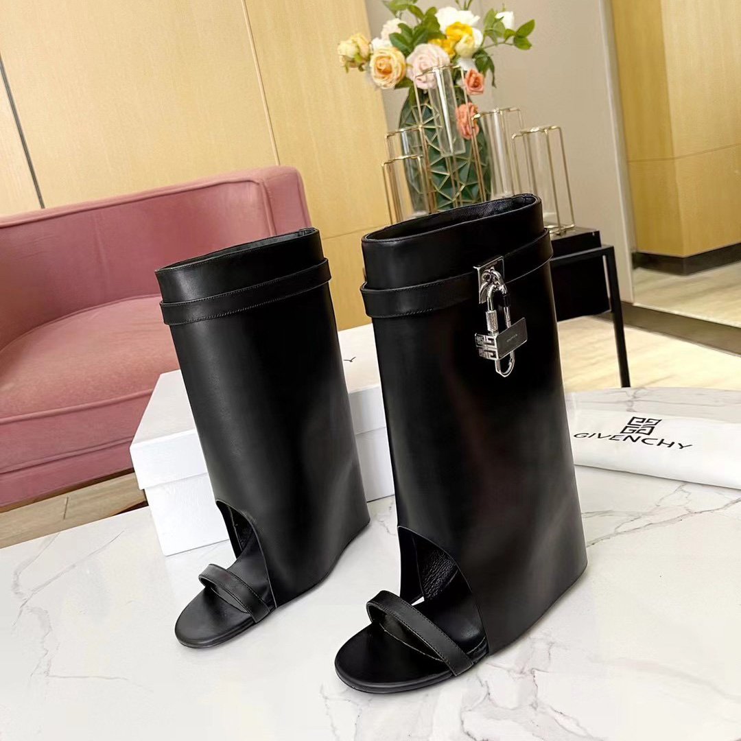 Givenchy Shark Lock Sandals In Leather - DopestKickz