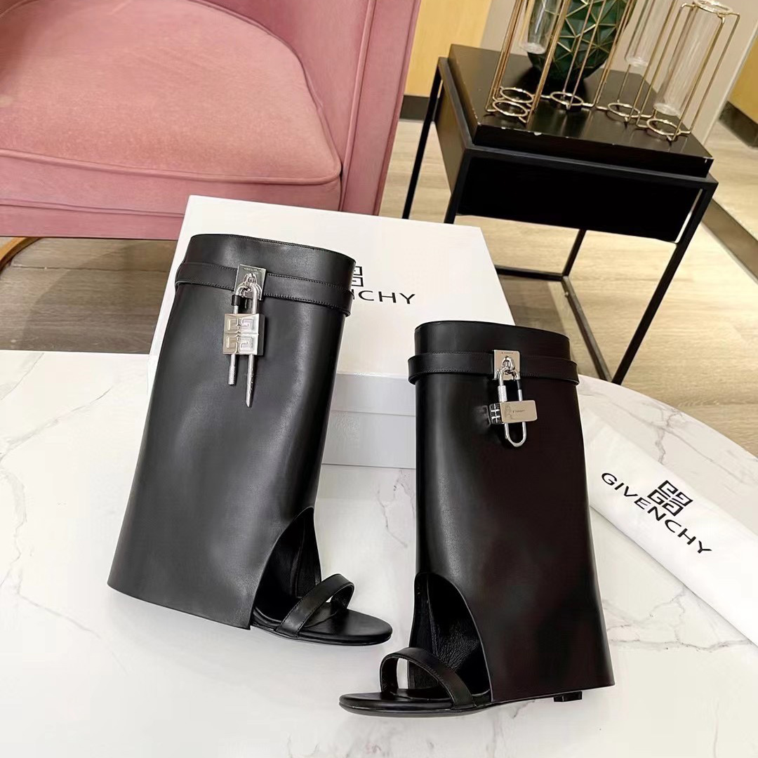 Givenchy Shark Lock Sandals In Leather - DopestKickz