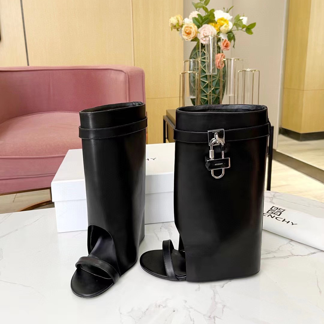 Givenchy Shark Lock Sandals In Leather - DopestKickz