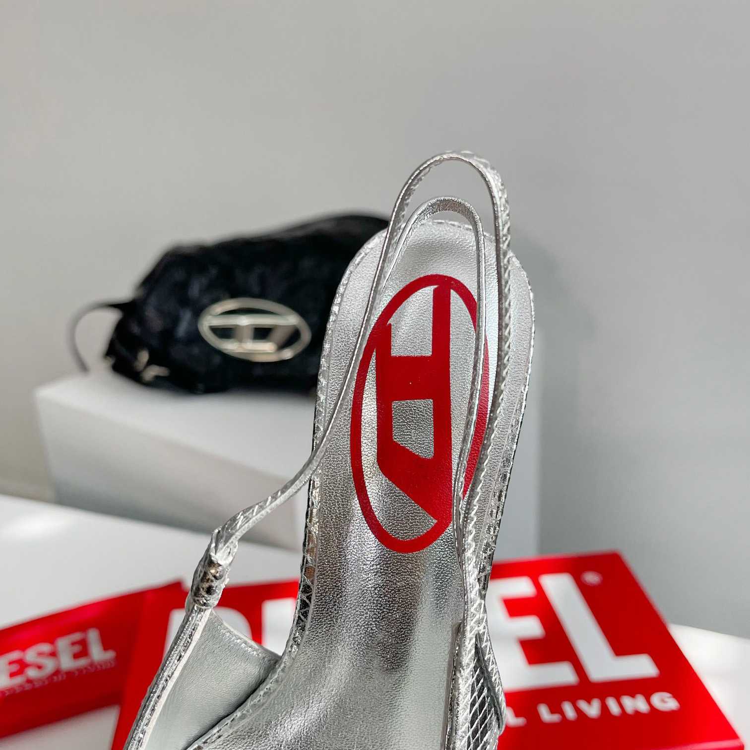 Diesel D-Venus Sb - Patent Snake-effect Slingback Pumps - DopestKickz