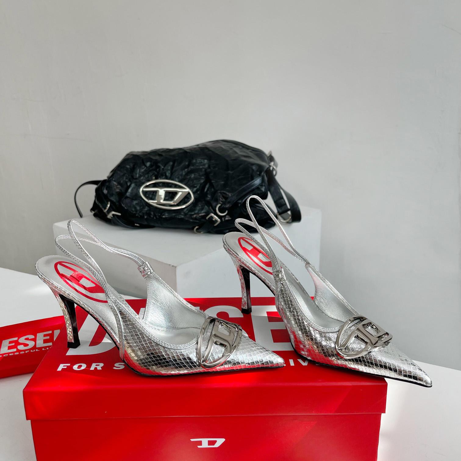 Diesel D-Venus Sb - Patent Snake-effect Slingback Pumps - DopestKickz