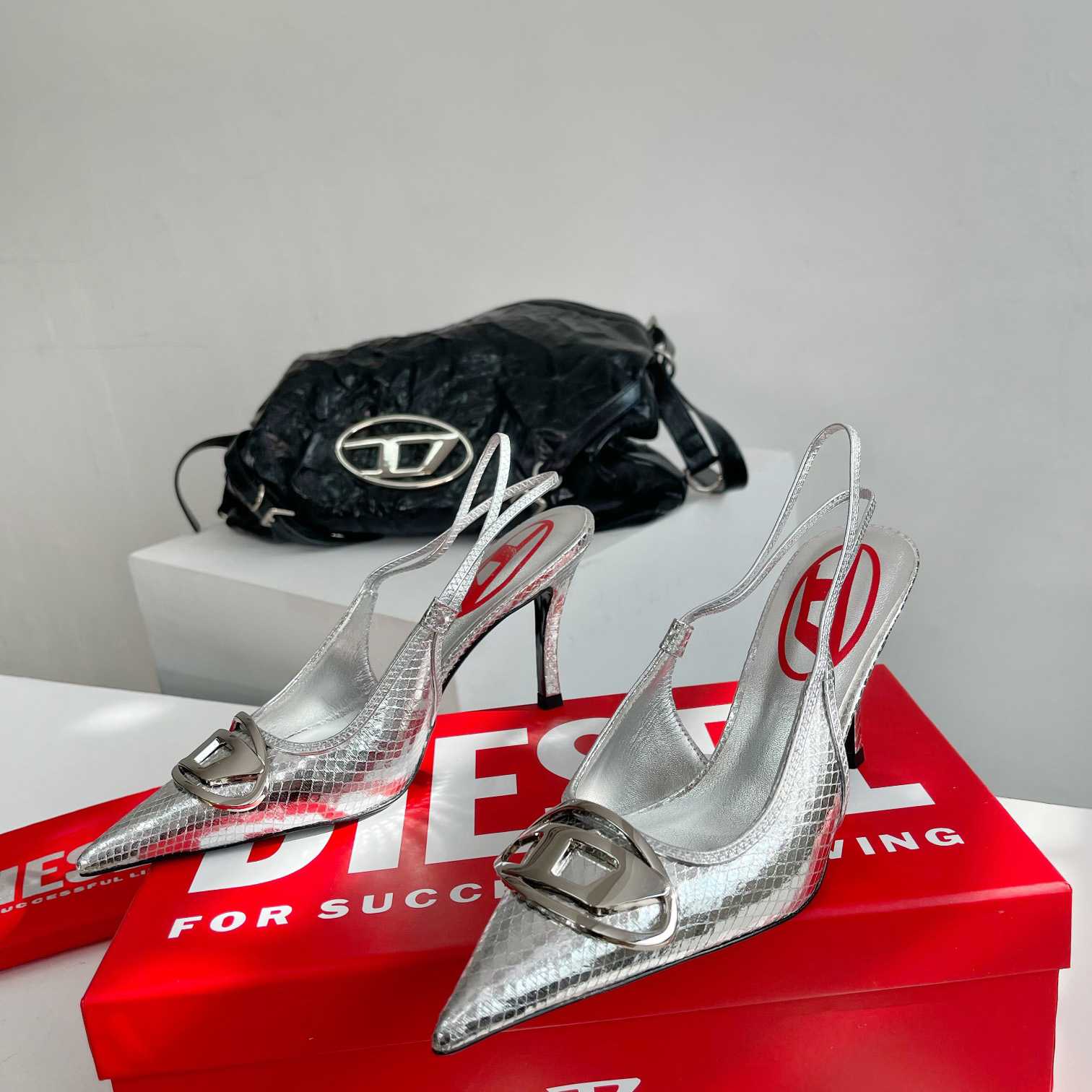 Diesel D-Venus Sb - Patent Snake-effect Slingback Pumps - DopestKickz