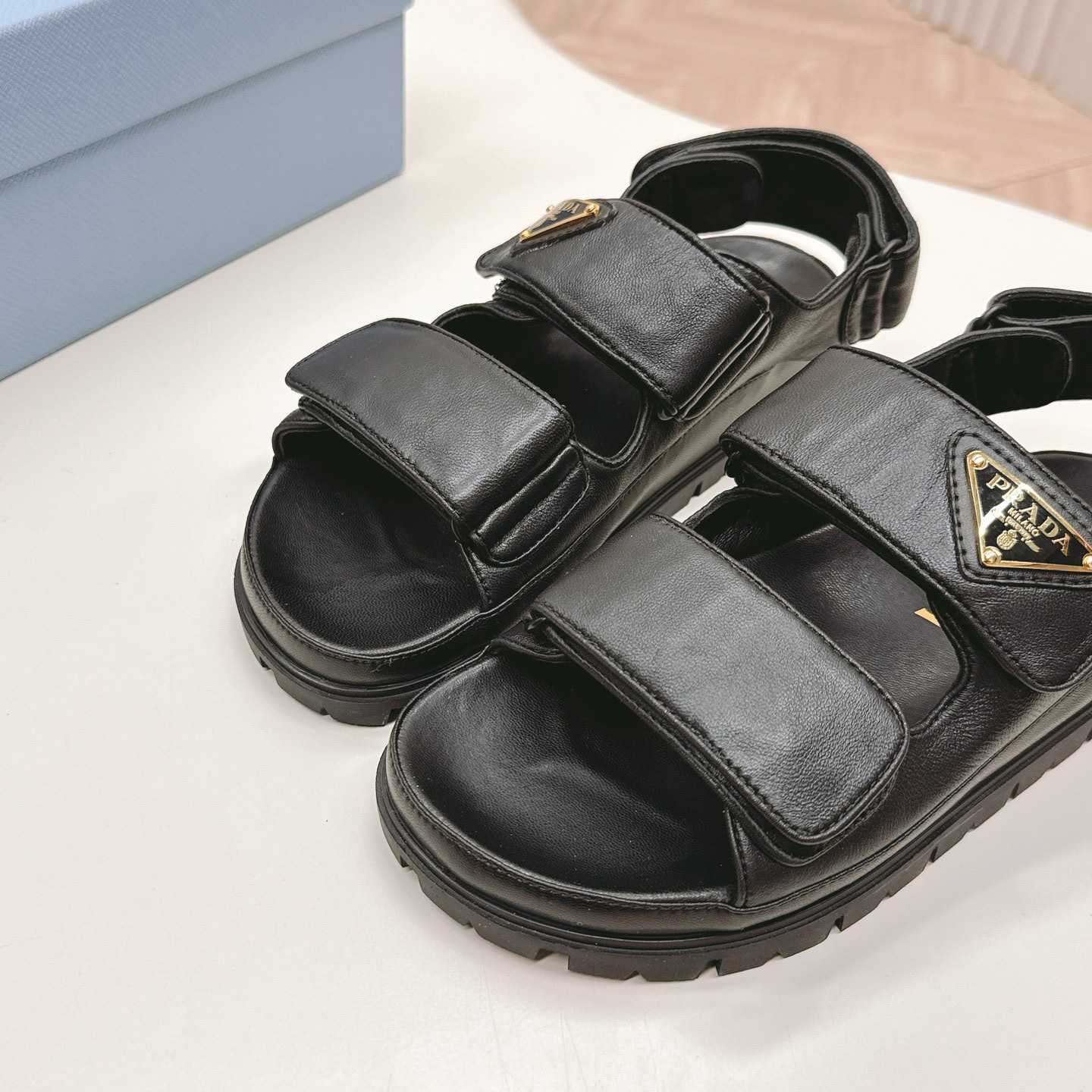 Prada Flat Nappa Leather Sandals - DopestKickz