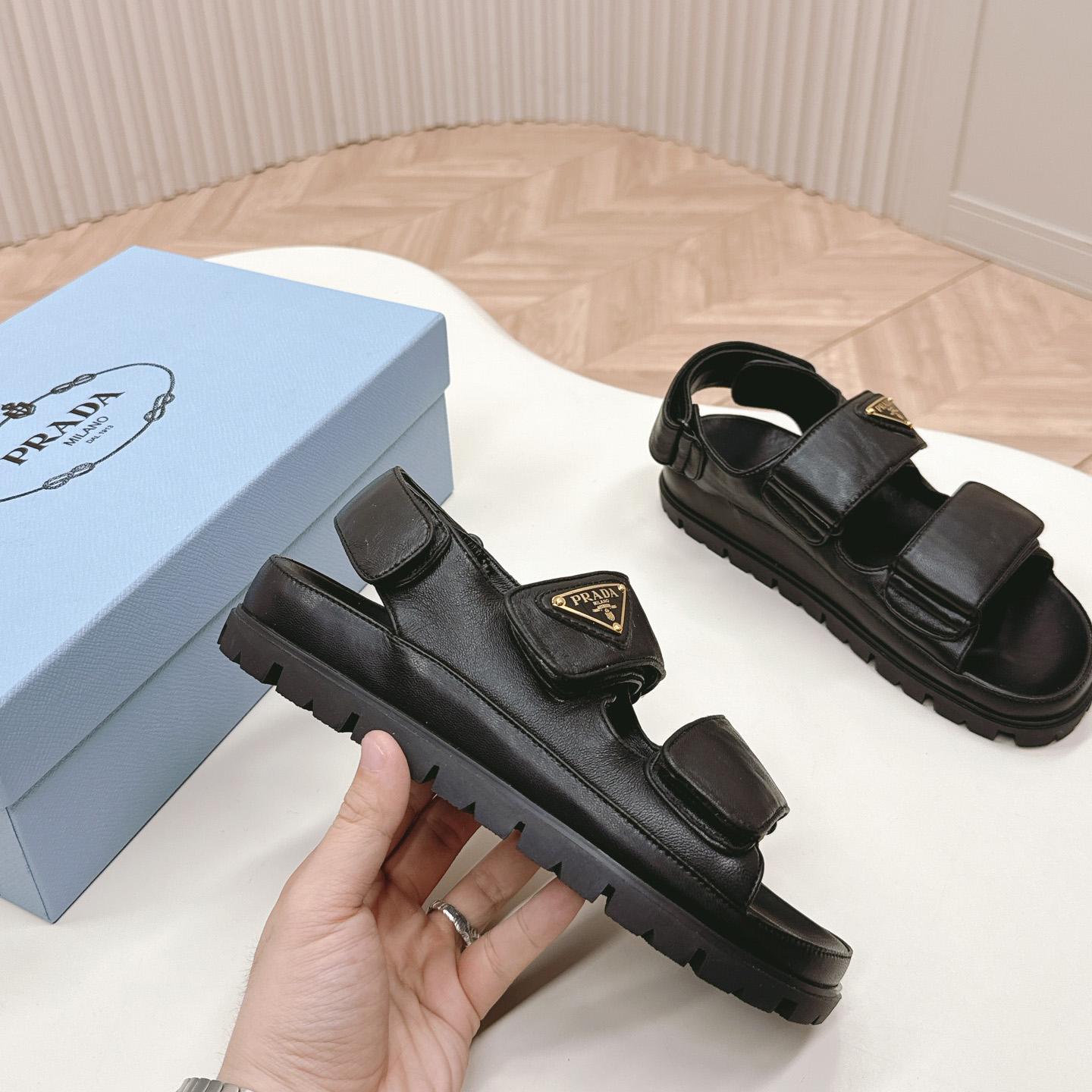 Prada Flat Nappa Leather Sandals - DopestKickz