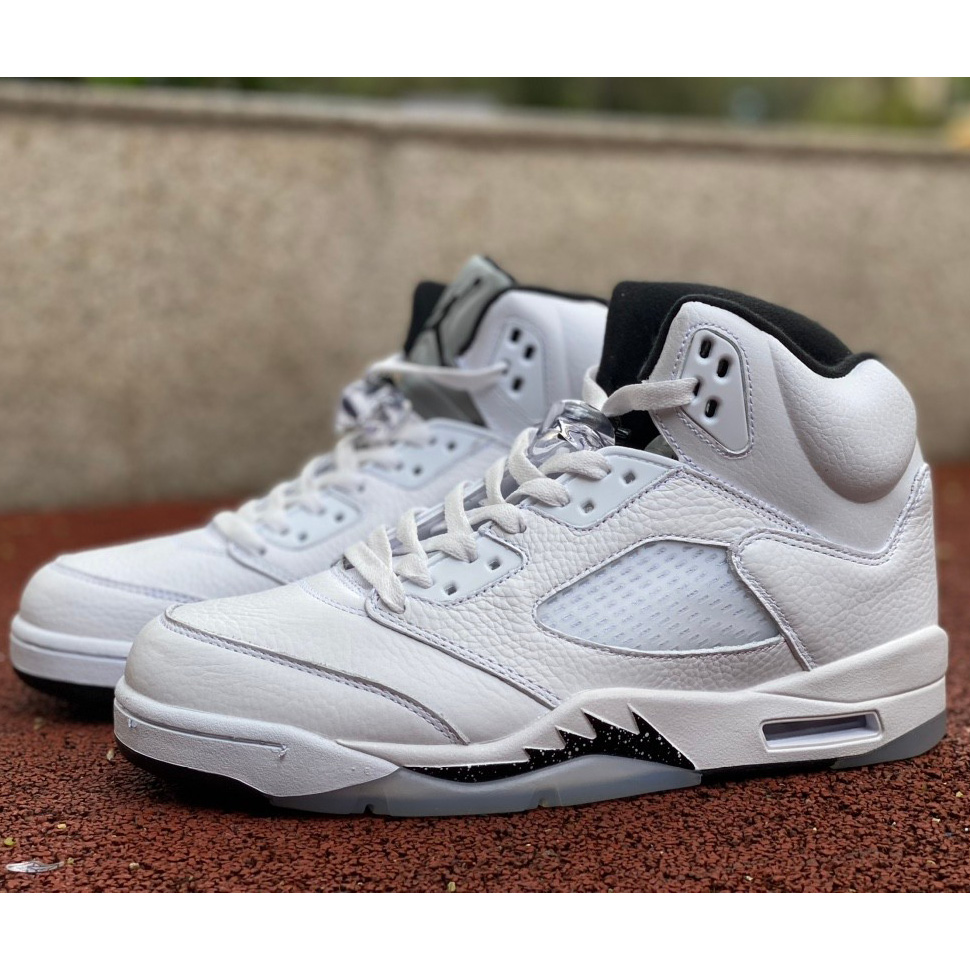 Air Jordan 5 White/Black-Sail-Metallic Silver Sneakers    DD0587-110 - DopestKickz