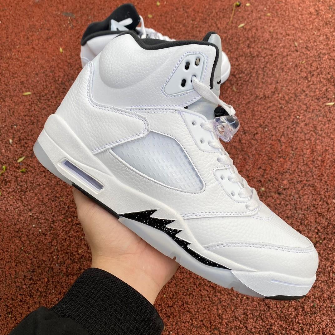 Air Jordan 5 White/Black-Sail-Metallic Silver Sneakers    DD0587-110 - DopestKickz