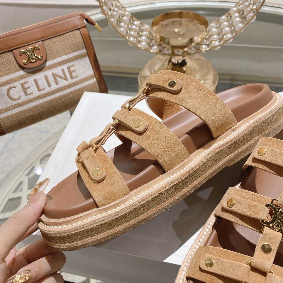 Celine Slides Tippi In  Suede Calfskin - DopestKickz