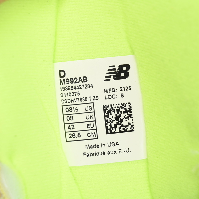 New Balance 992 Yellow Green Powder Sneakers      M992AB - DopestKickz