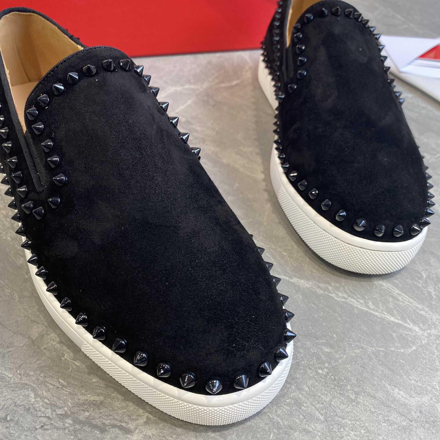 Christian Louboutin Stud Embellished Slip-On Loafers - DopestKickz