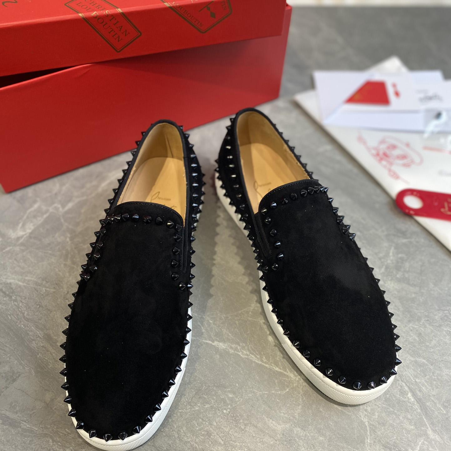 Christian Louboutin Stud Embellished Slip-On Loafers - DopestKickz