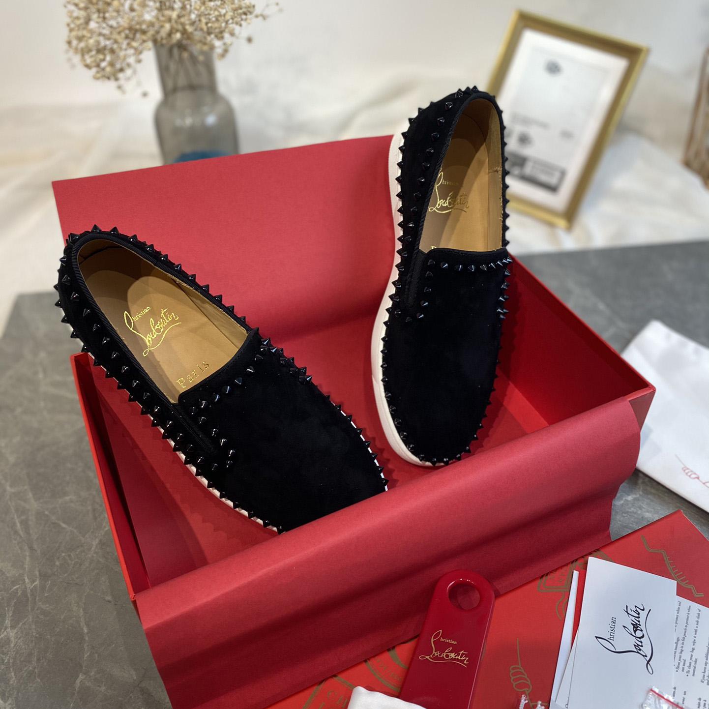 Christian Louboutin Stud Embellished Slip-On Loafers - DopestKickz