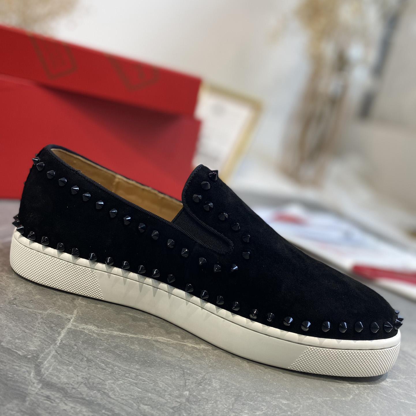 Christian Louboutin Stud Embellished Slip-On Loafers - DopestKickz