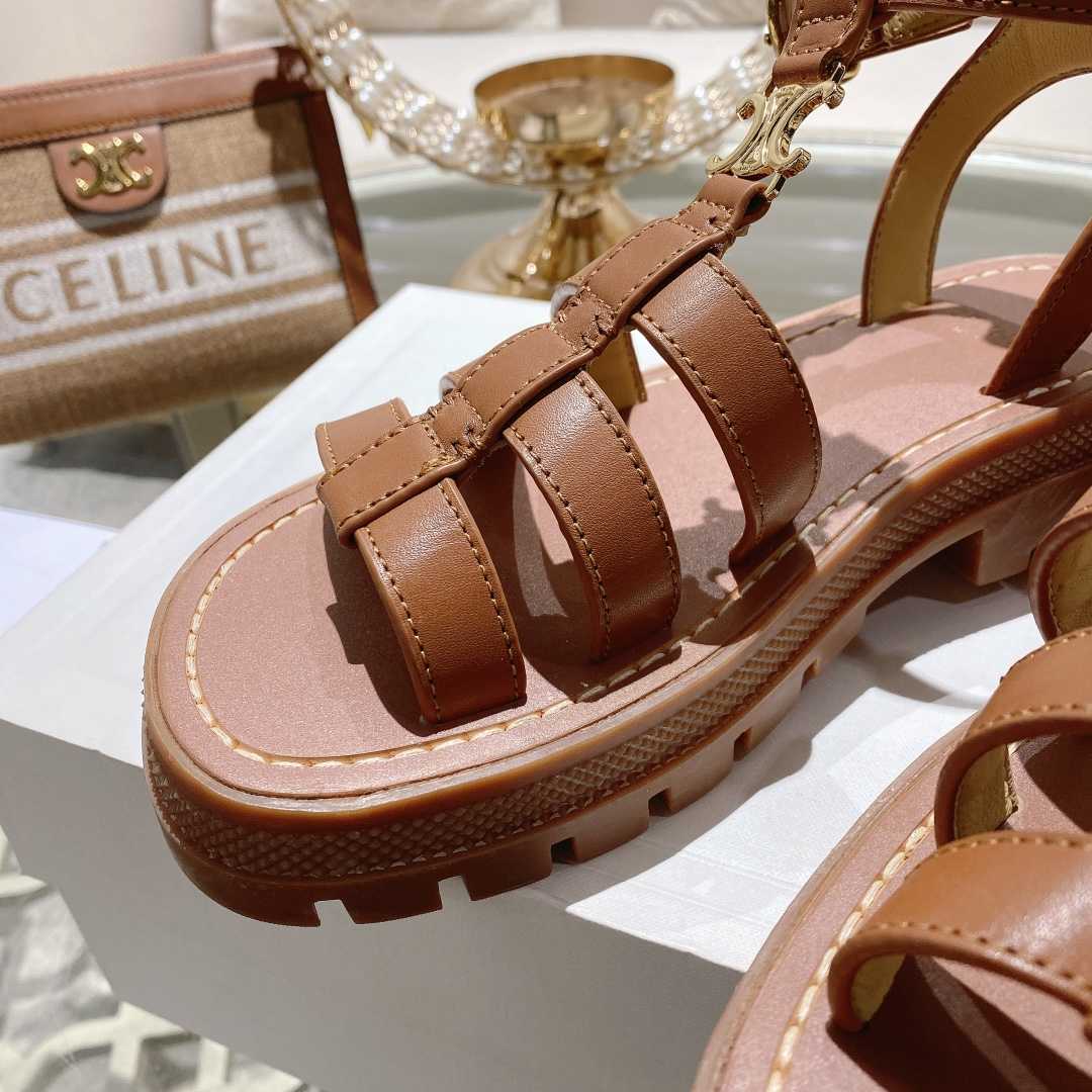Celine Clea Triomphe Gladiator Sandal In Calfskin - Vegetal Tanning Tan - DopestKickz