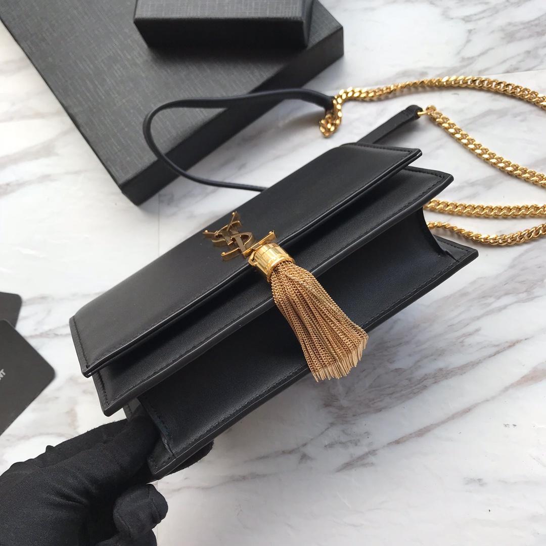 Saint Laurent Satin Kate Chain Wallet (19*12.5*4cm) - DopestKickz