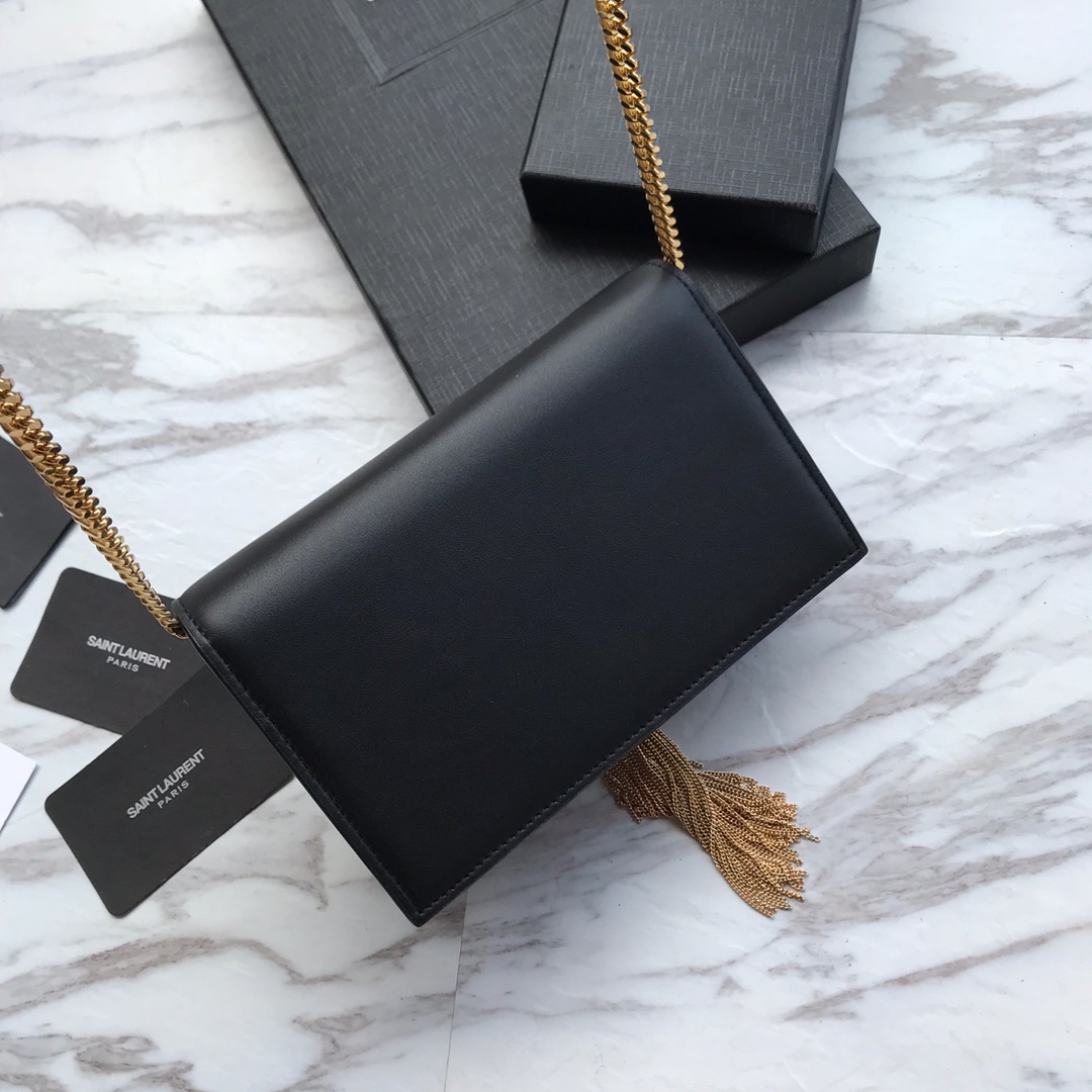 Saint Laurent Satin Kate Chain Wallet (19*12.5*4cm) - DopestKickz