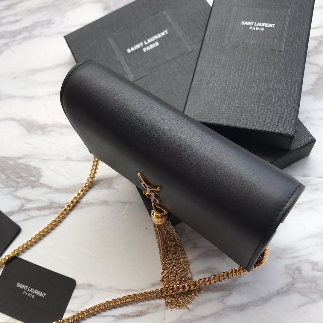 Saint Laurent Satin Kate Chain Wallet (19*12.5*4cm) - DopestKickz