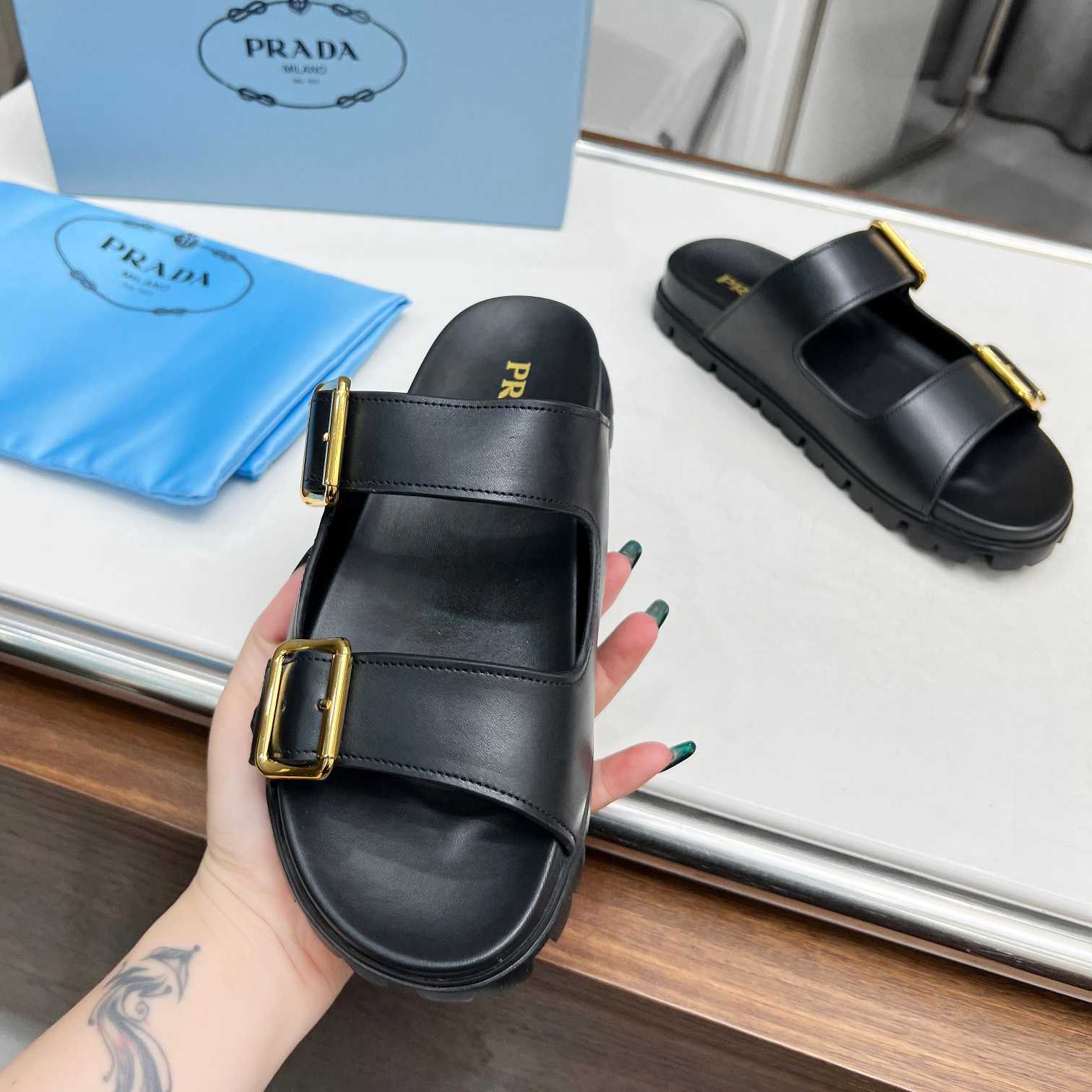 Prada Leather Strap Slides - DopestKickz