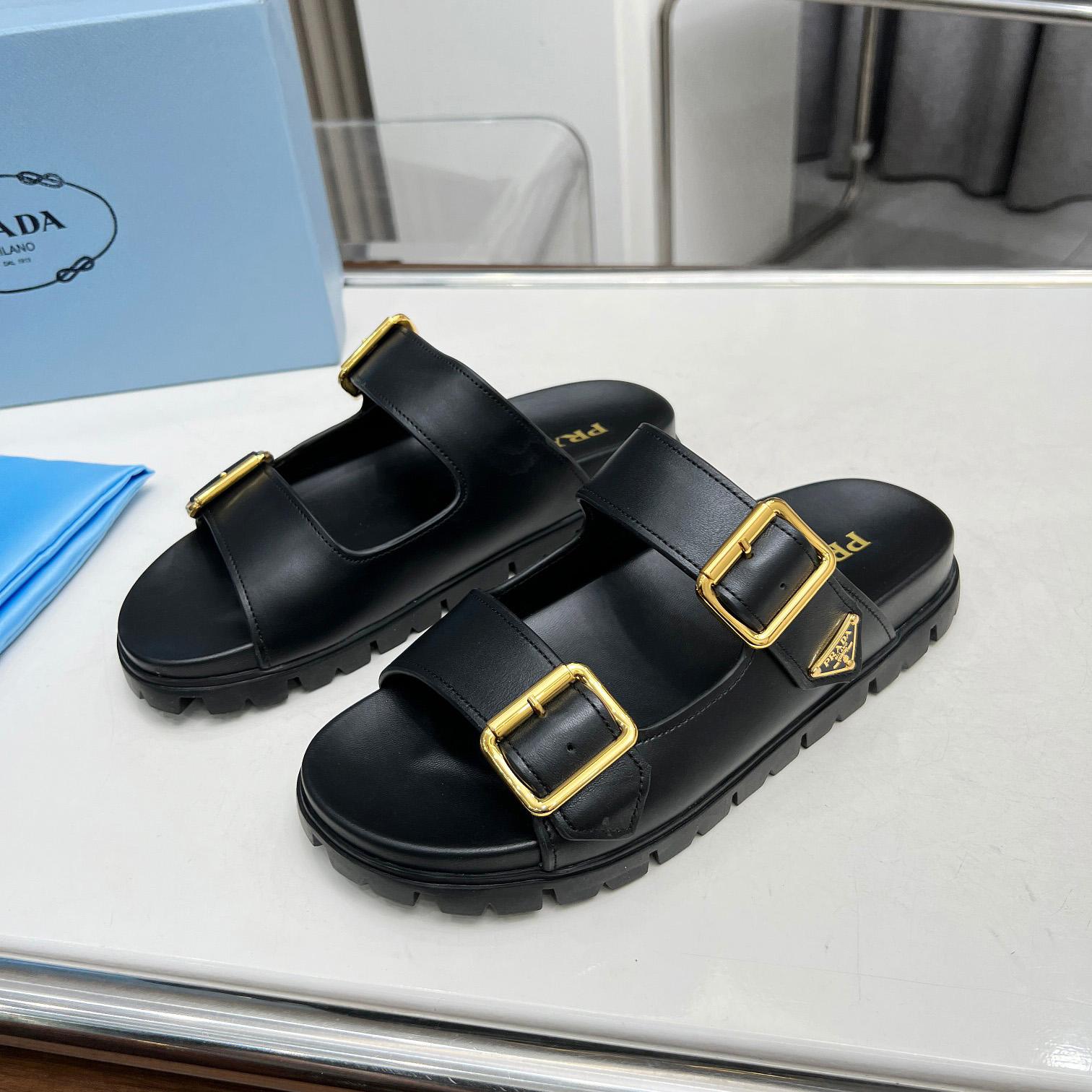 Prada Leather Strap Slides - DopestKickz