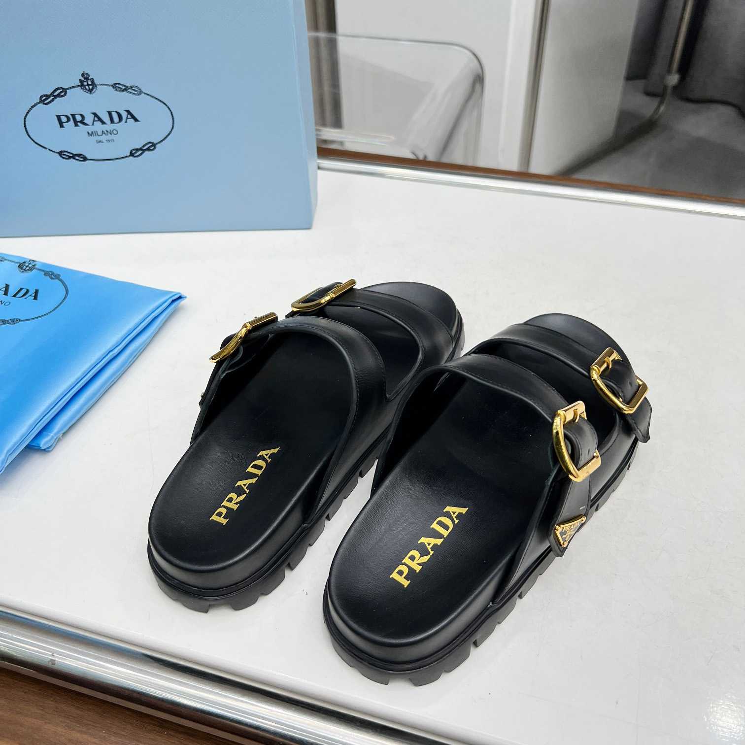 Prada Leather Strap Slides - DopestKickz