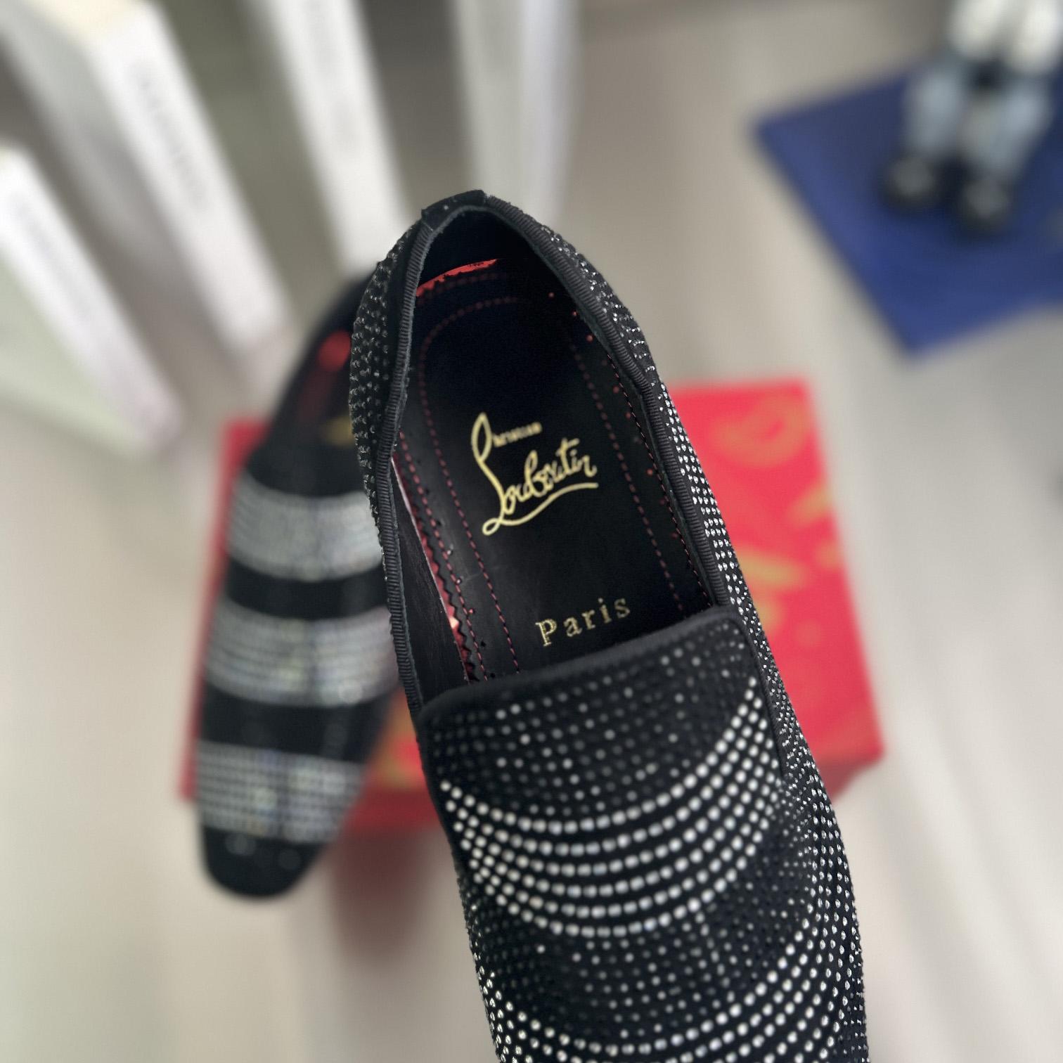 Christian Louboutin Dandy Chick Orlato Velvet Loafers - DopestKickz