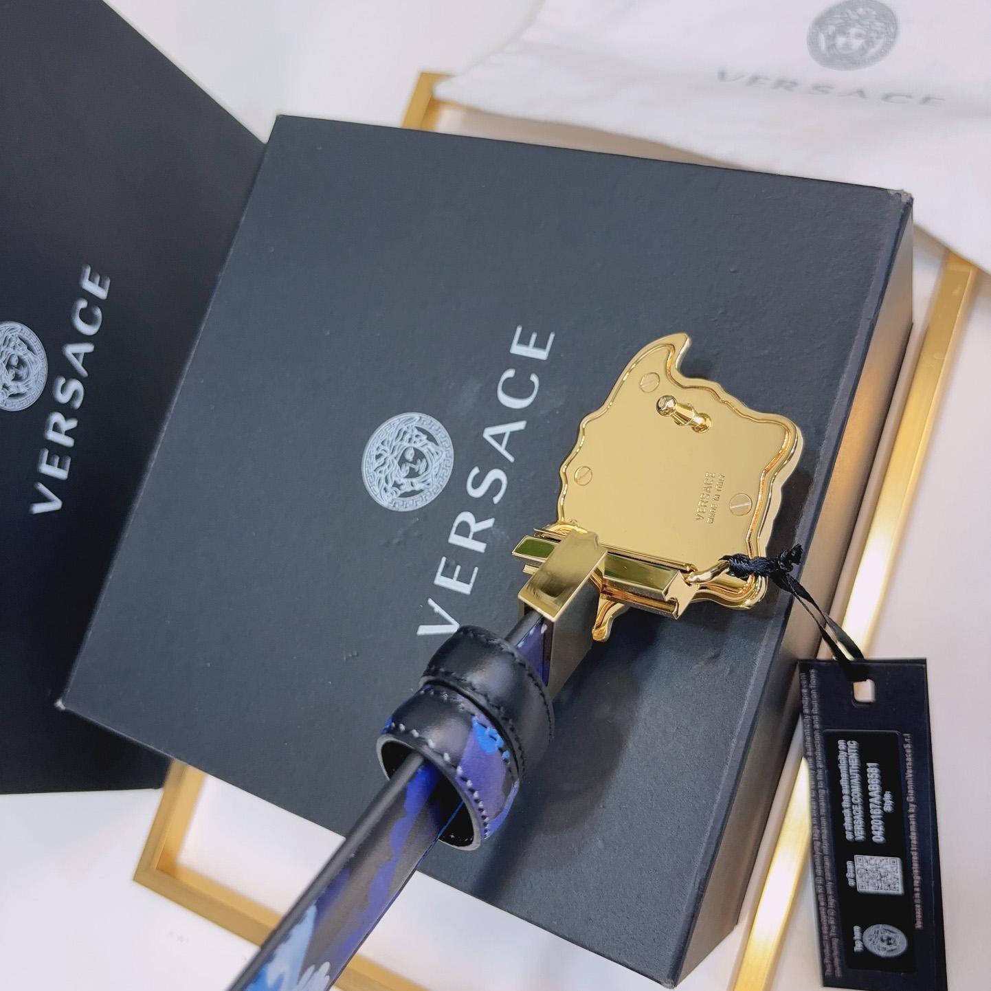 Versace La Medusa Logo-buckle Barocco-print Belt   40mm - DopestKickz