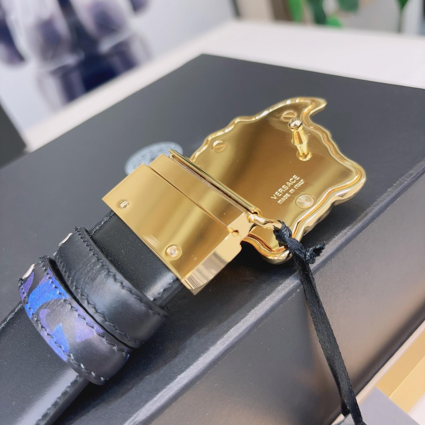 Versace La Medusa Logo-buckle Barocco-print Belt   40mm - DopestKickz