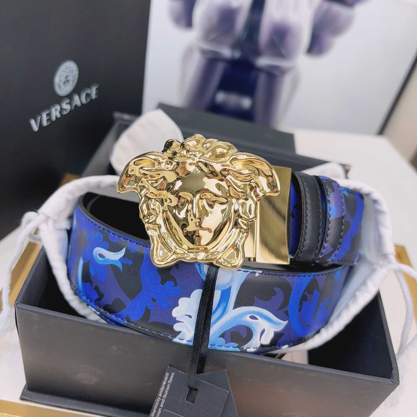 Versace La Medusa Logo-buckle Barocco-print Belt   40mm - DopestKickz