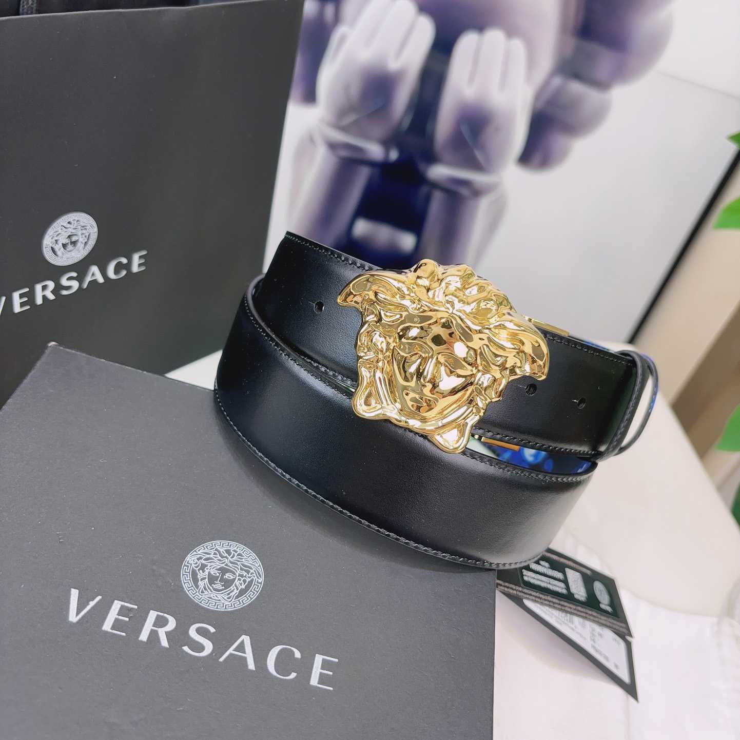 Versace La Medusa Logo-buckle Barocco-print Belt   40mm - DopestKickz