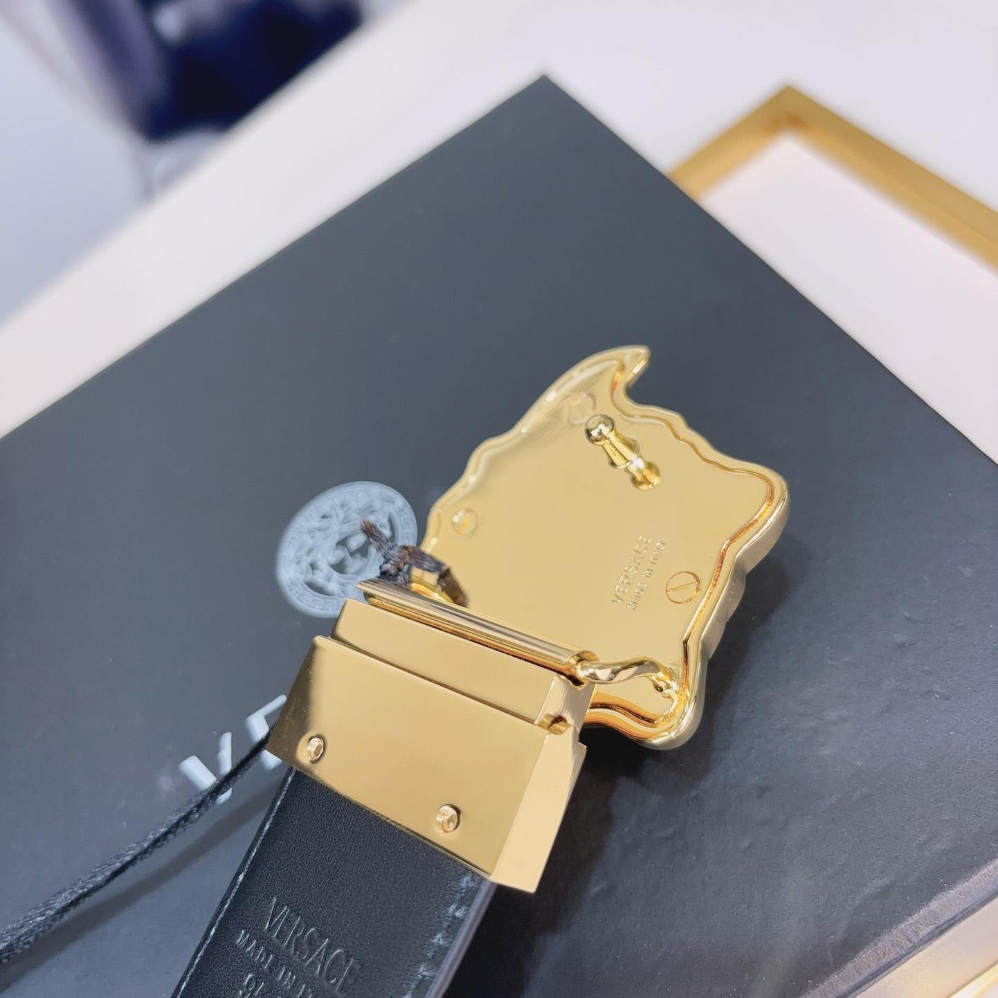 Versace La Medusa Logo-buckle Barocco-print Belt   40mm - DopestKickz