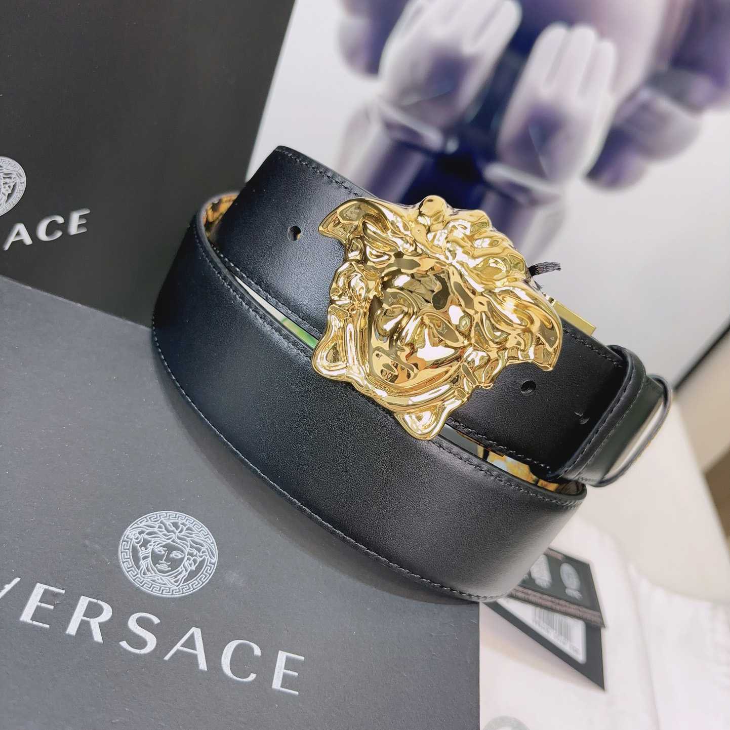 Versace La Medusa Logo-buckle Barocco-print Belt   40mm - DopestKickz