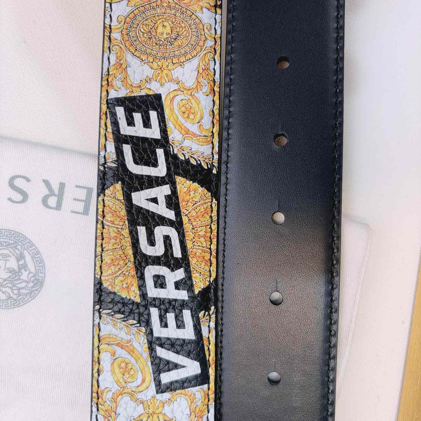 Versace La Medusa Logo-buckle Barocco-print Belt   40mm - DopestKickz