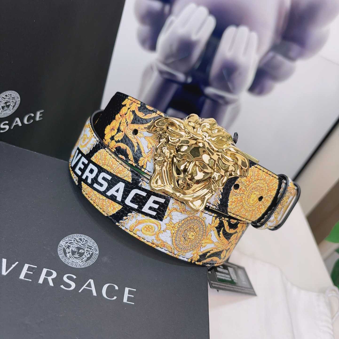Versace La Medusa Logo-buckle Barocco-print Belt   40mm - DopestKickz