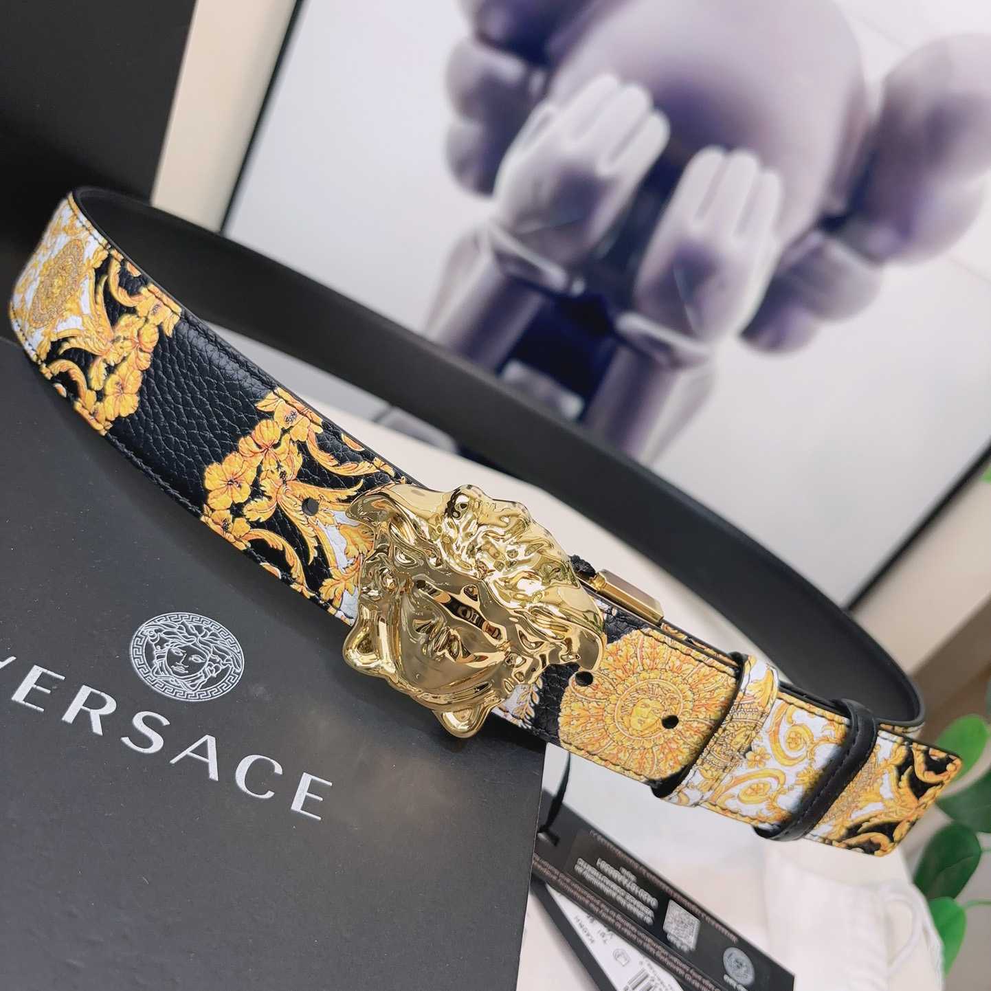Versace La Medusa Logo-buckle Barocco-print Belt   40mm - DopestKickz