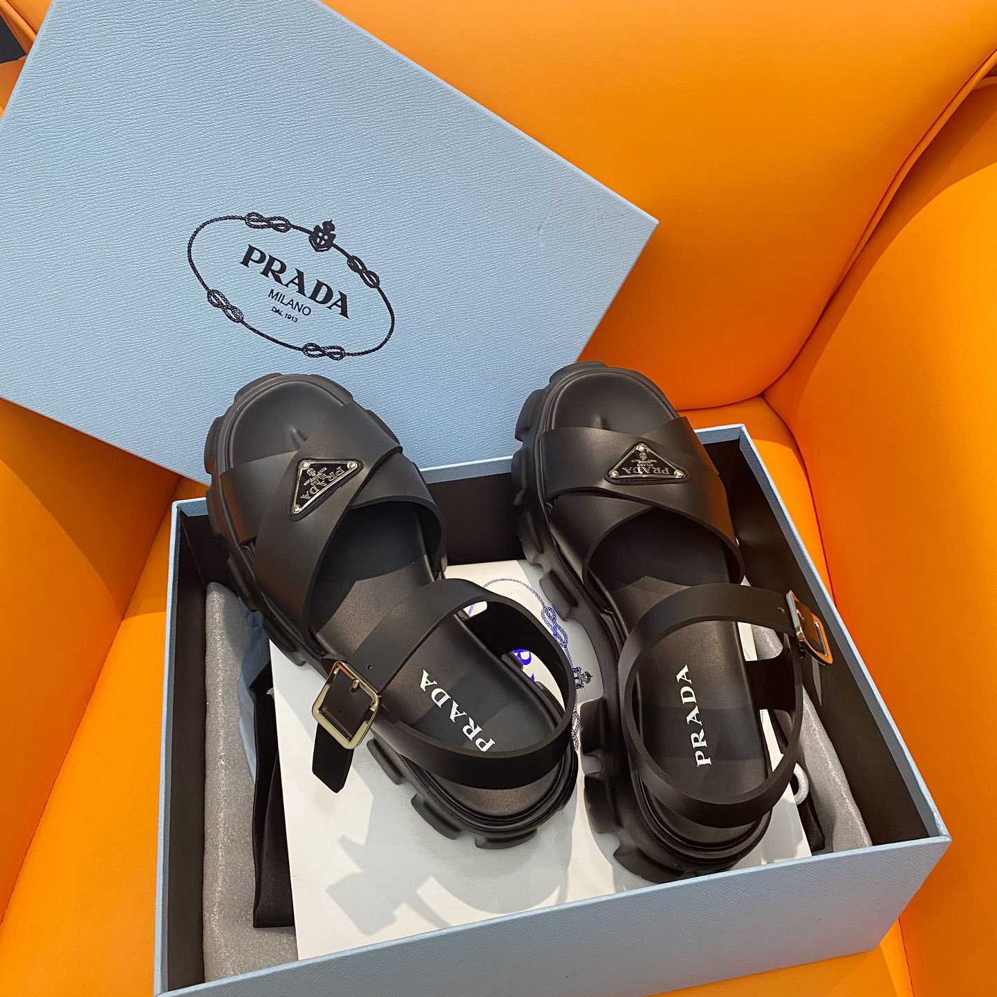 Prada Monolith Rubber Sandals - DopestKickz